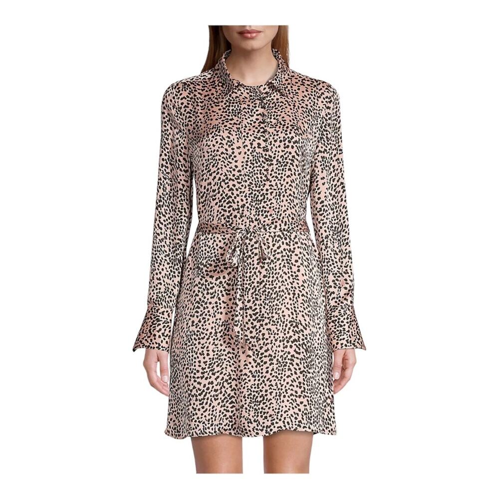 Equipment Temera Leopard Cheeta Short Shirtdress Blush Size Large